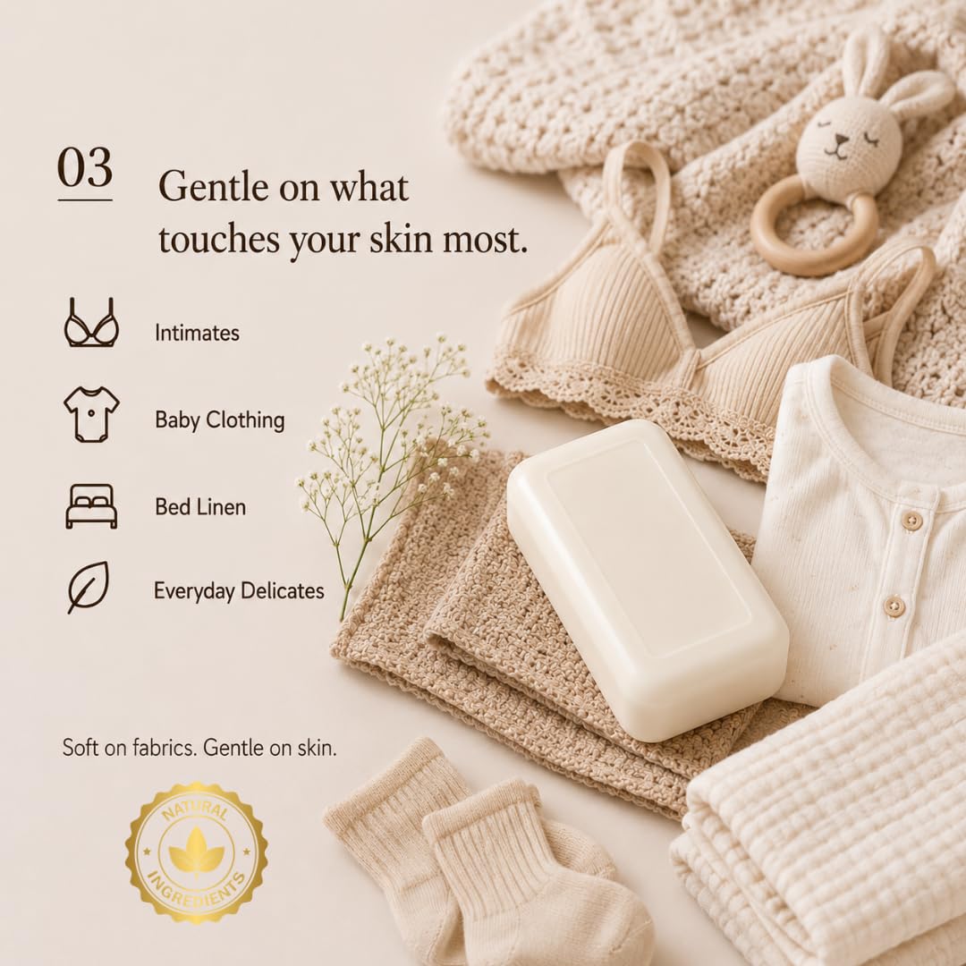 Kelebs Natural Laundry Soap Bar for Sensitive Skin with Organic Coconut - Delicate Laundry Stain Remover for Clothes, Underwear, Collar - Gentle Baby Laundry Soap | 2 Bars