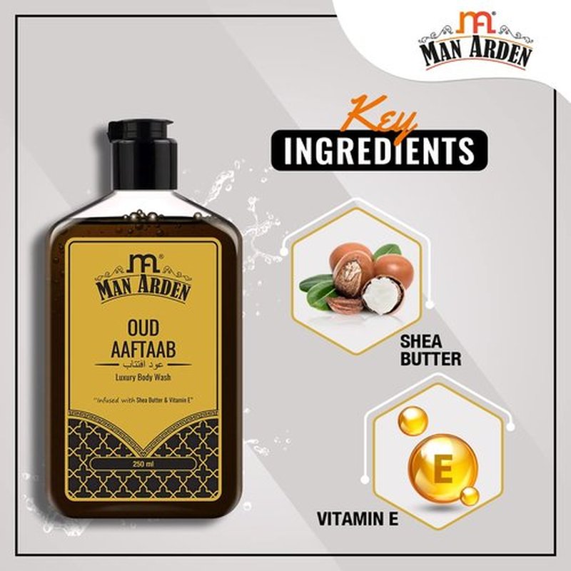 Man Arden Oud Aaftaab Luxury Body Wash Infused With Shea Butter & Vitamin E, 250ml