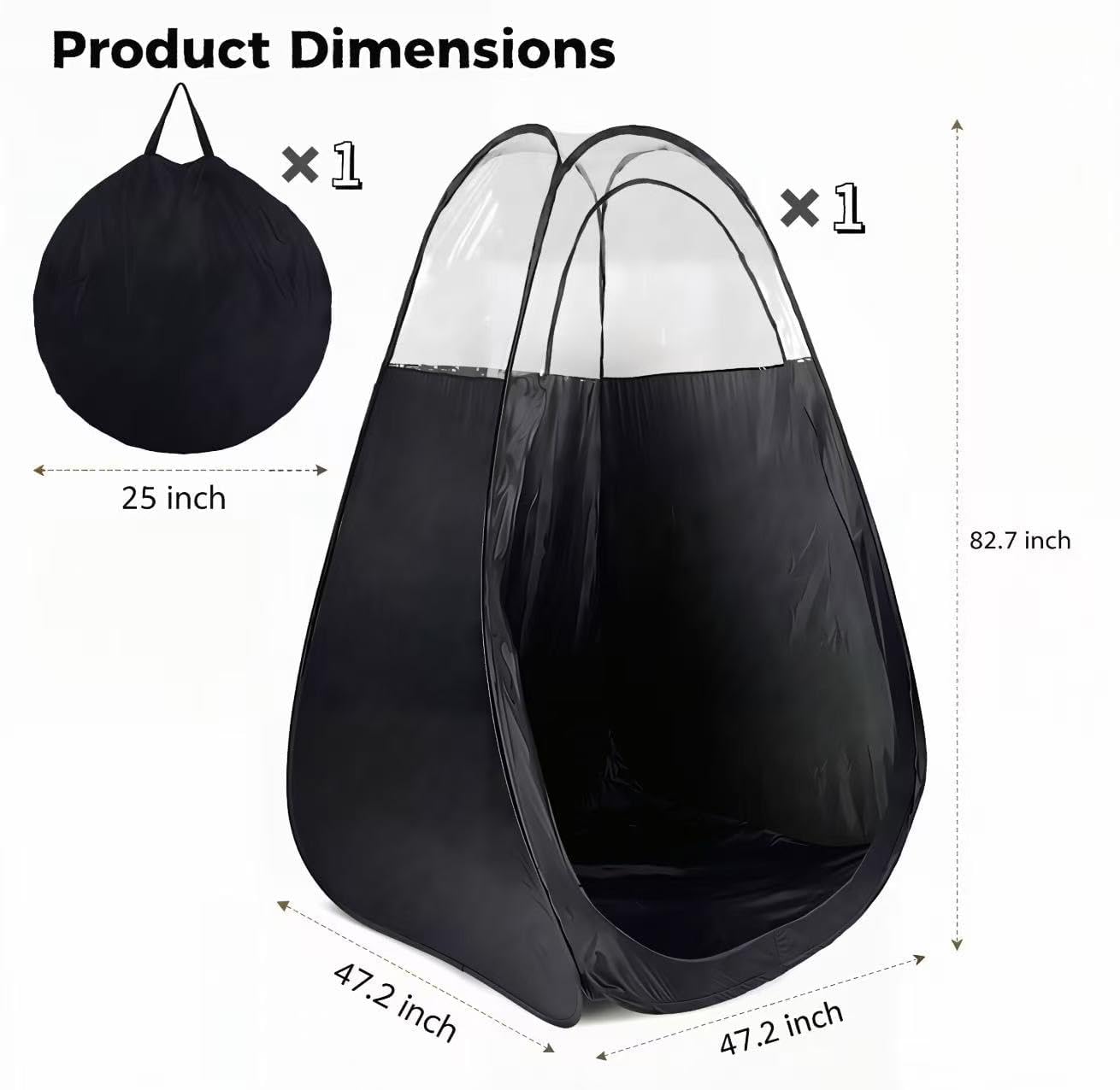Large Spray Tan Tent Kit, Deluxe Pop Up Portable Professional Self Tanning Tent with Carry Bag Waterproof Floor, Sunless Spray Tan Booth with Vent Opening (Black)