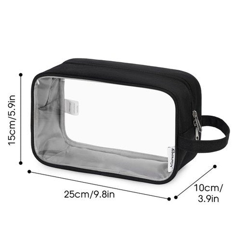 Narwey Clear Travel Toiletry Bag for Women and Men Traveling Dopp Kit Makeup Bag Organizer for Toiletries Accessories Cosmetics (Clear-Black)