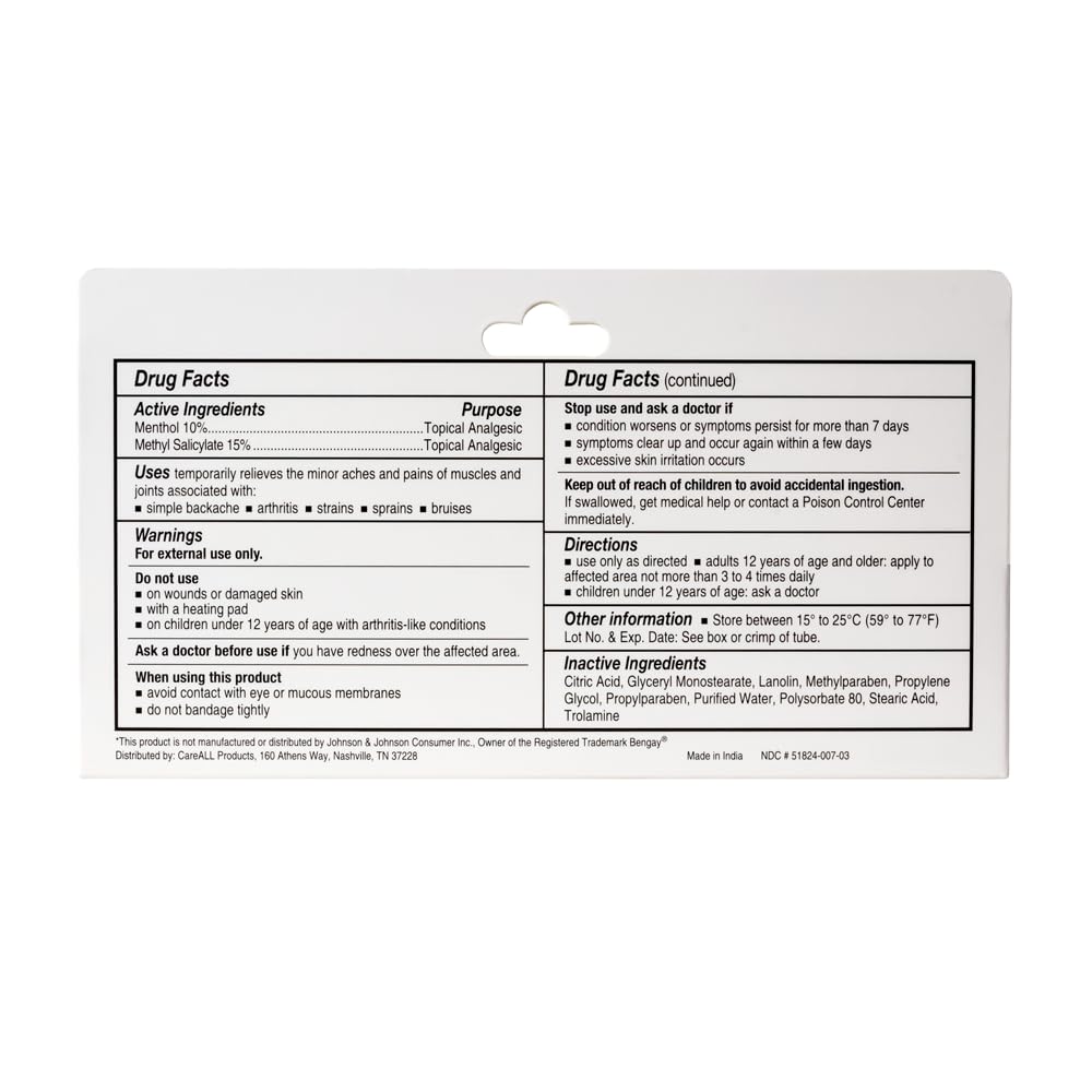 CareAll Muscle Rub Non-Greasy Cream 3.0 oz. Ultra Strength. Relief from Minor Aches and Pains in Muscles and Joints. 10% Menthol & 15% Methyl Salicylate