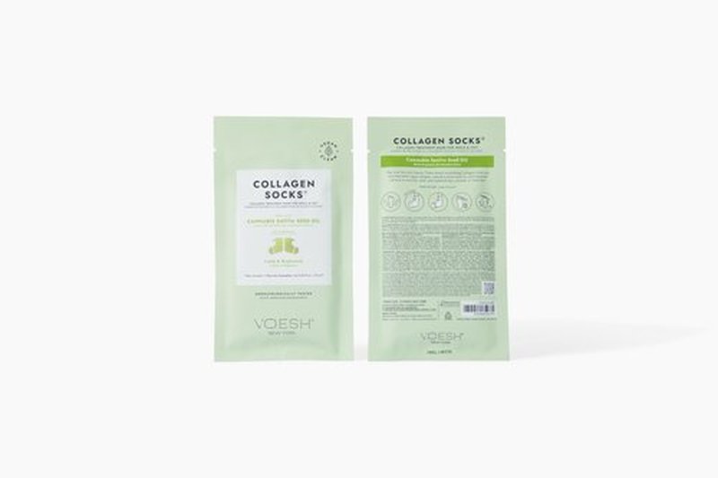 VOESH Collagen Socks, Collagen Socks for Dry Feet, 4 Pack, Herb Seed Oil, Cracked Heel Repair, Moisturizing Socks, Spa Pedicure Treatment, Spa Socks, Foot Peel Masks, Vegan