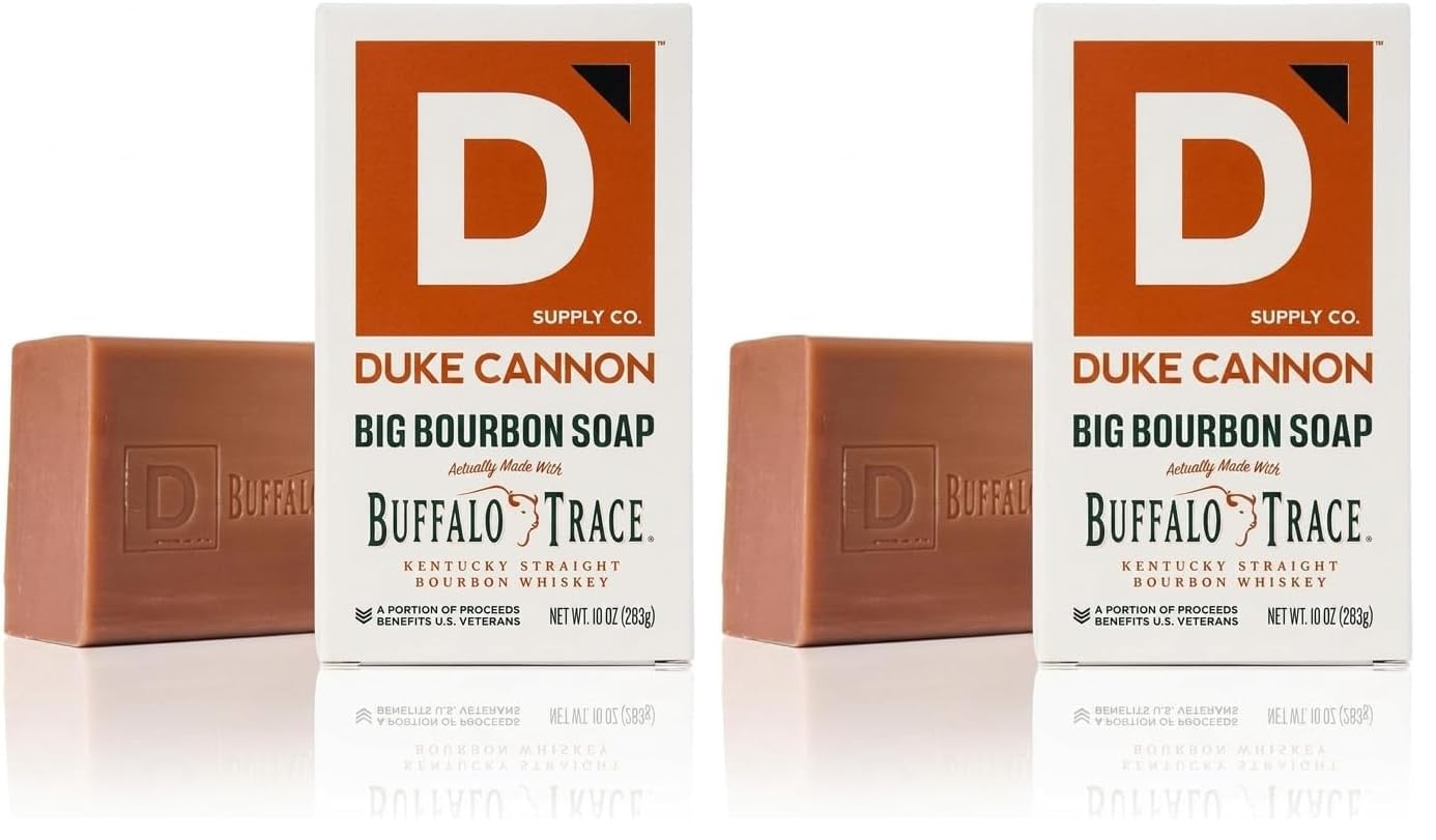 Duke Cannon Supply Co. Extra Large Bar Soap - Men's Natural Bar Soap With A Masculine Scent - Big American Bourbon USA-Made Soap - All Skin Types - Hydrating Big Brick of Soap - Bourbon,10 oz
