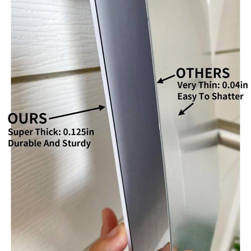 EUAIAJ Fogless Shower Mirror, Shower Mirror Large (10.5x8in) & Clear Reflection, Easy Install & Unbreakable, Travel Shower Anti Fog Mirror, Adhesive Shower Mirror