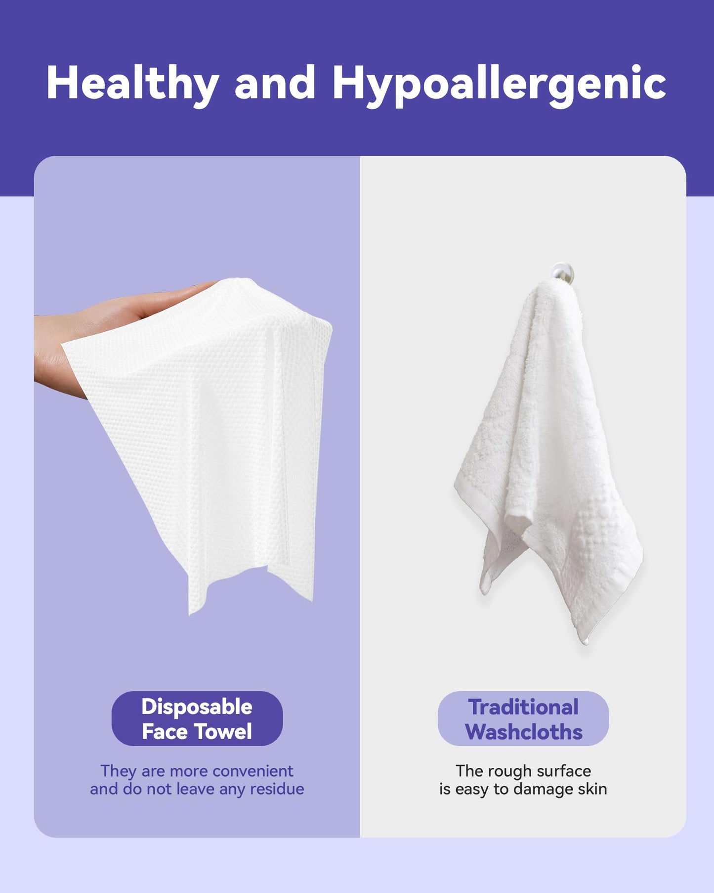 Jolly Care Face Towels Disposable, Face Towelette Disposable, Soft Disposable Face Towel for Makeup Remover, Thick Face Cloths for Women Cleansing, Skin Care, 7.8"×7.8", 80 Count (2 Pack)