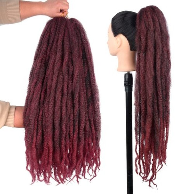 KGBFASS 36inch Marley Hair Ombre Burgundy Super Long Kinky Curly Marley Twist Braiding Crochet Hair Synthetic Afro Marley Braids Faux Locs Cuabn Twists Hair Extensions 3Pcs