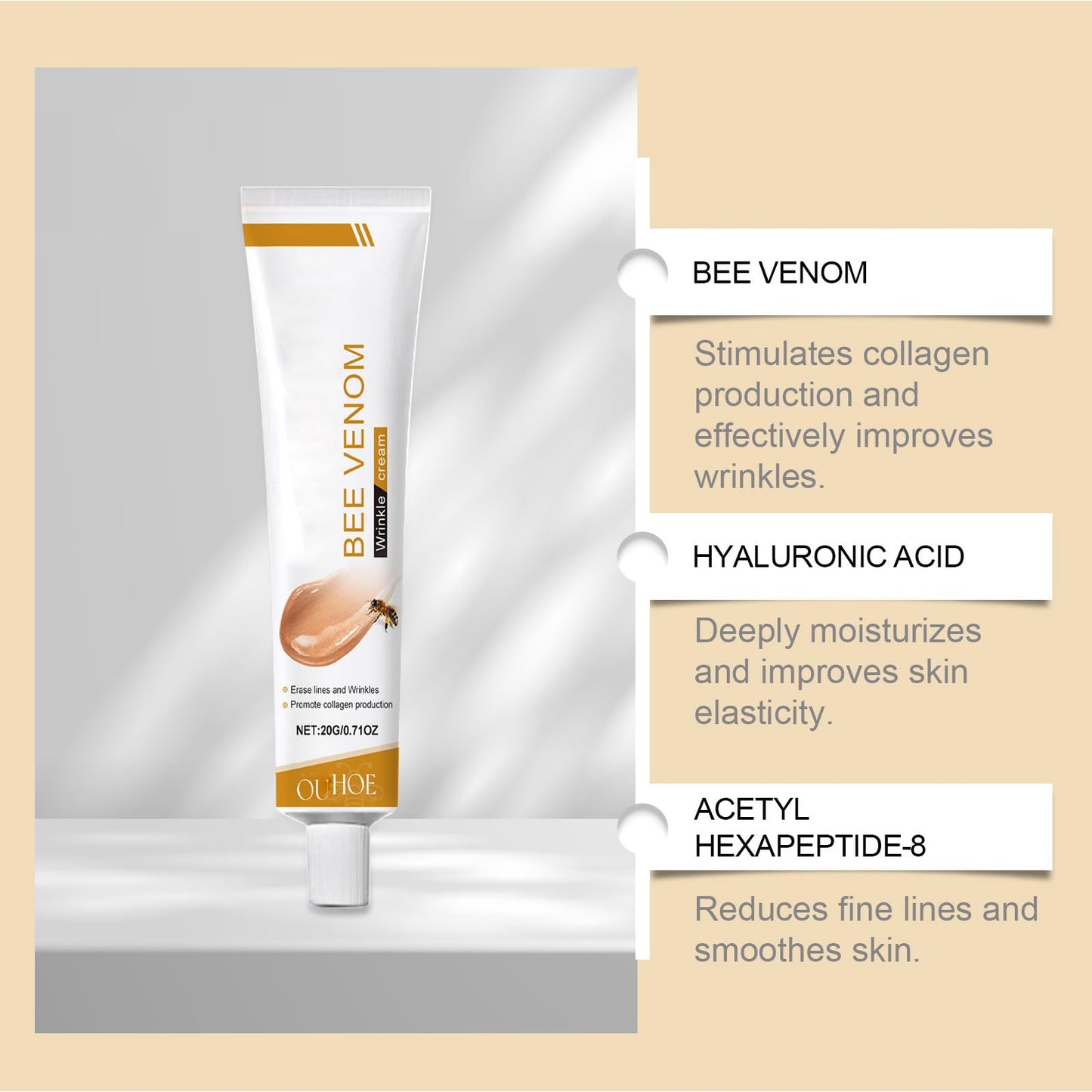 PAQIMAN 2 Pcs Botox Bee Venom Skin Cream, Anti-Aging Face for All Skin Type Wrinkle Removal & Firming Moisturiser Cream