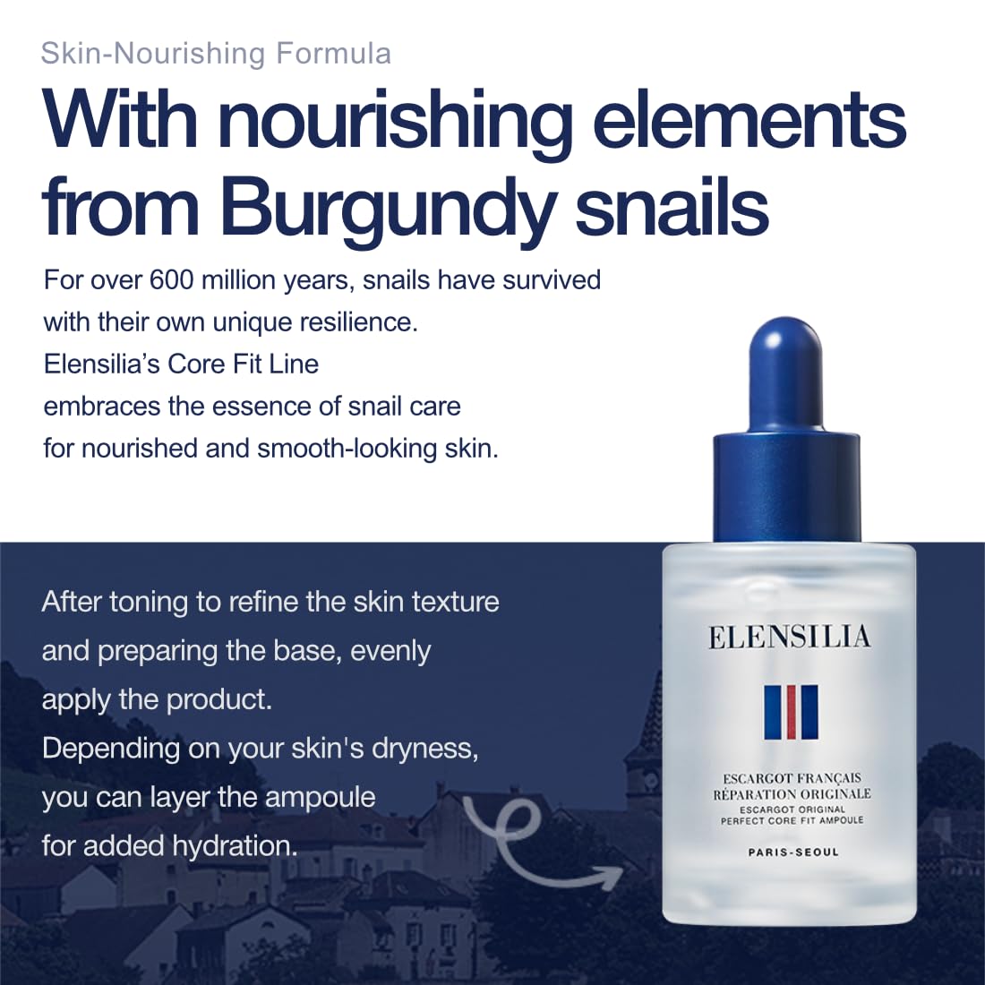 Elensilia Escargot Original Perfect Core Fit Ampoule, 30ml (1.01fl.oz) – Hydrating & Rejuvenating Ampoule for Radiant, Smooth Skin