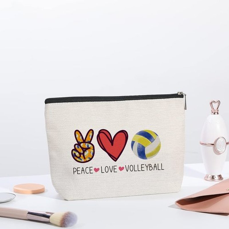 kdxpbpz Volleyball Inspirational Gifts for Women Volleyball Stuff Gifts for Volleyball Players Teams, Birthday Gifts for Women Her Best Friend BFF Bestie Makeup Bag - Peace Love Volleyball