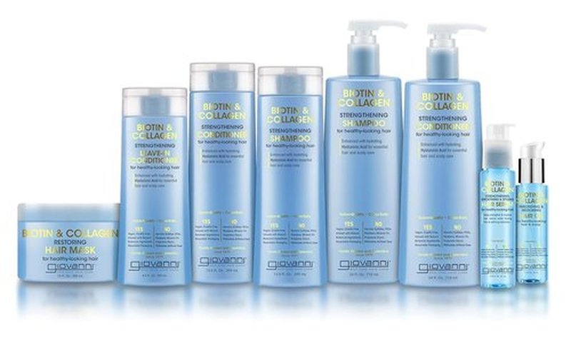 GIOVANNI Biotin & Collagen Leave-In Conditioner - Strengthening, Vegan, Cruelty-Free, Infused with Natural Botanical Ingredients, Salon-Quality, Color-Safe, For Healthy-Looking Hair - 8.5 Oz