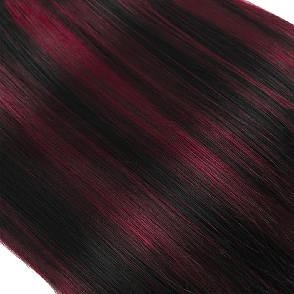 P1B99J Bundles Highlight Straight Human Hair Bundles Two Tone Mixed With Burgundy Bundles 3 Bundles 8 8 8 Inch Wine Red Straight Bundles Hair Weave 99J Bundles