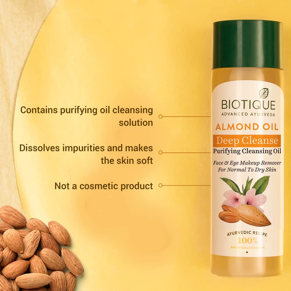 Biotique Bio Almond Oil Soothing Face and Eye Make Up Cleanser, 120 ml/4.05Oz.
