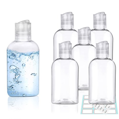 Kitchen GIMS Clear Plastic Empty Squeeze Bottles with Disc Top Caps 6 Pack 3.4 oz Travel Bottles TSA Approved Leak Proof Plastic Travel Bottles for Shampoo, Conditioner & Lotion