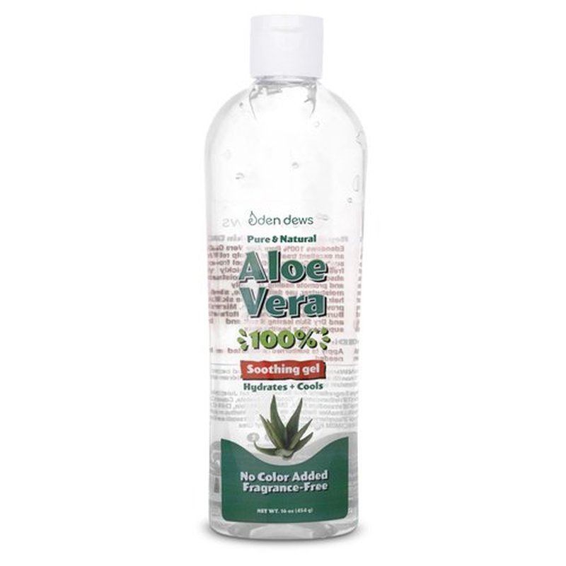 Eden Dews Organic Aloe Vera Gel 100% Pure & Natural Gel, Moisturizing, Face Skin & Hair Care, Sun Burn Relief, Hydrating & Soothing for Dry Skin Acne Razor Bumps, Made in USA, Unscented, 16 oz, 2-Pack