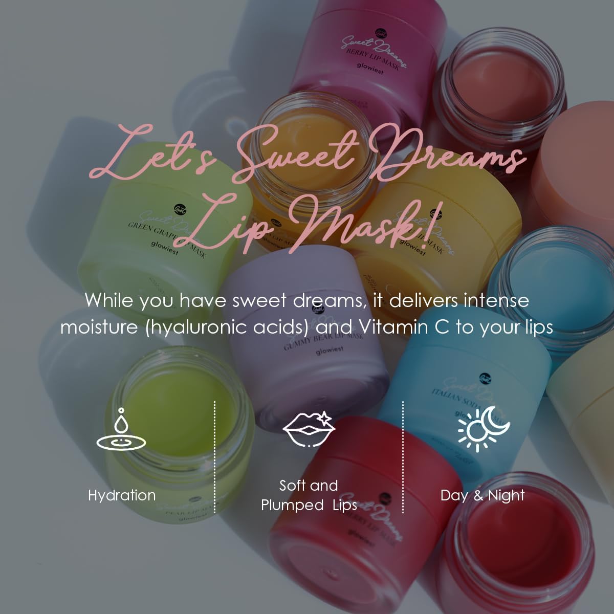 glowiest Sweet Dreams Overnight Lip Mask- Nourishing, Plumping and Hydrating Lip Balm | glowiest Sweet Dreams Lip Sleeping Mask | Hyaluronic Acids+Vitamin C+Shea Butter+Antioxidants l Berry - 0.7 oz.