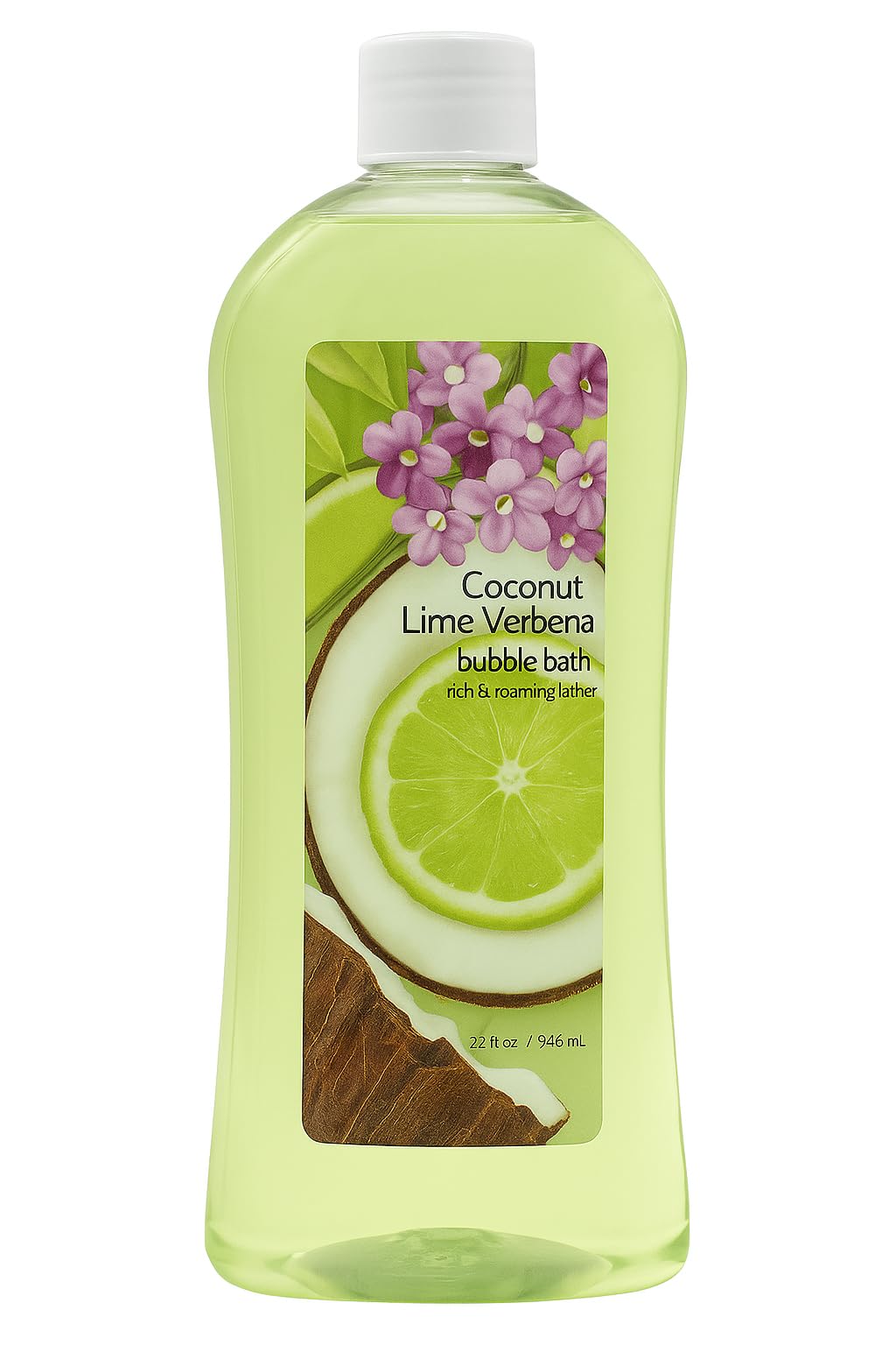 Bubble Bath, 32 Oz Large Bulk Bottle | Luxurious Bubble Bath for Adults | Relaxing & Moisturizing | Refreshing Coconut Lime I Spa Feel I Value Bottle