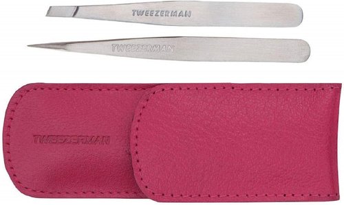 Tweezerman Petite Tweeze Set with Pink Case Model No. 4048-PKR, Leather