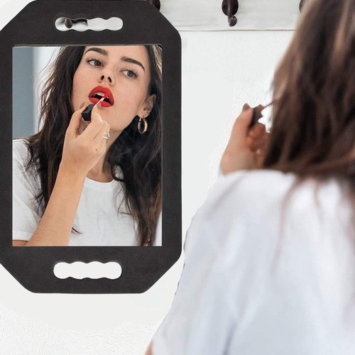 mpowtech 4 Pack Lightweight Handle Mirror - Large Hand Held Mirror(16.14" x 9.84") Foam Barber Mirror Handheld,Salon Hand Mirror with Double Handle - Hairstylist and Barber Accessories
