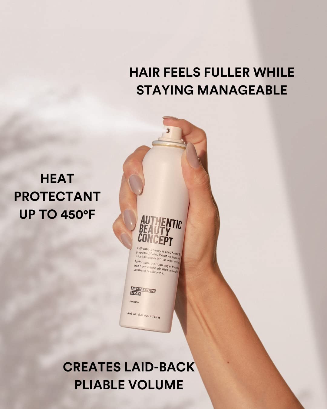 Authentic Beauty Concept Airy Texture Spray | Dry Texturizing Volume Spray | Instant Lift & Effortless Volume | All Hair Types | Heat Protection | Vegan & Cruelty-free | Silicone-free | 5 oz.
