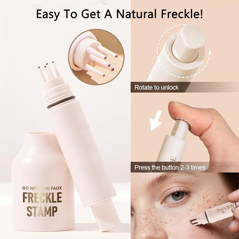 Faux Freckle Stamp Pen - Waterproof, Long-Lasting Freckle Makeup Tool | Medium 5-Point Design for Natural Sunkissed Look
