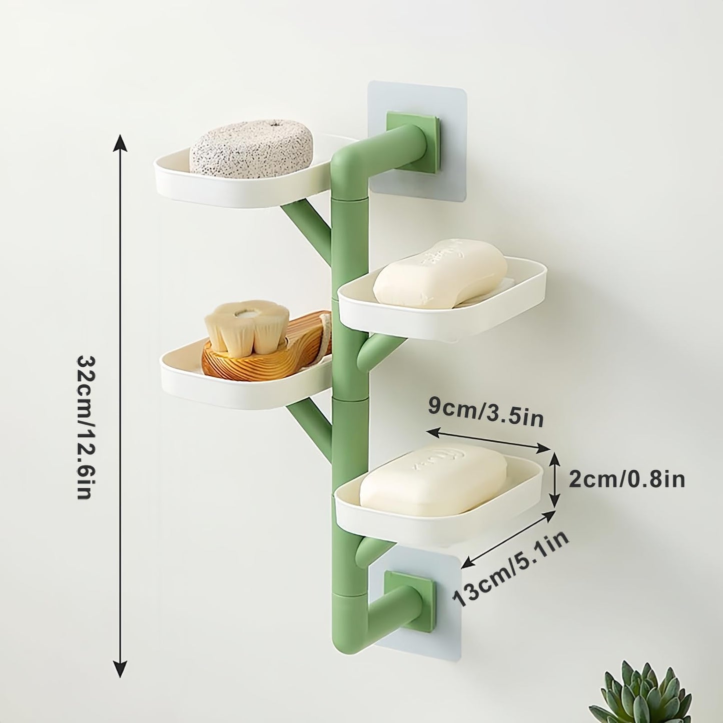 Soap Holder, 4-Layer Rotating Bar Soap Holder with Self Draining, No Drilling Wall Mounted Soap Dish for Shower, Bathroom, Tub and Kitchen