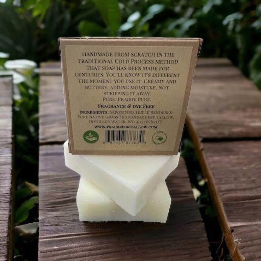 Pure Beef Tallow Soap Bar, (3 Pack) Grass Fed and Finished - Face, Body and Hair - Cleans, Moisturizes, Soothes, and Hydrates. Natural and Organic Lemon