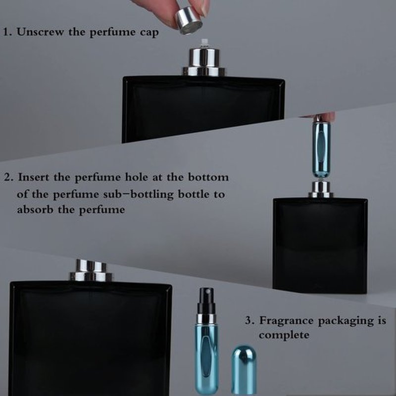 Fivexing 4Pcs Refillable Perfume Atomizer Bottles，Portable Mini Separate Perfume Bottle，Travel and Outings Spray Boxes Dispensers 5ml/0.2oz (Blue)