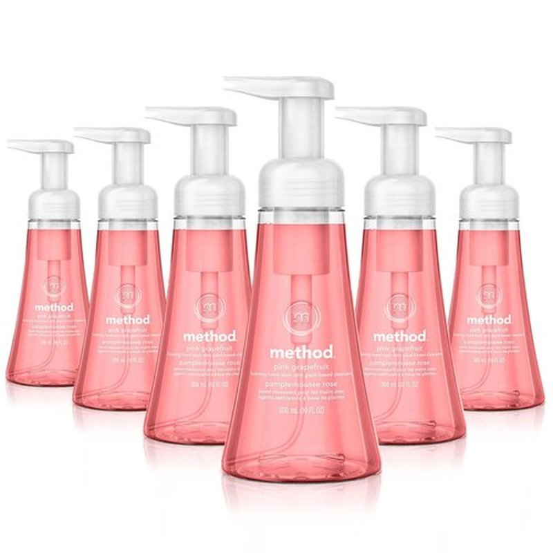 Method Foaming Hand Soap, Pink Grapefruit, 10 Fl Oz, Biodegradable Formula, (Pack of 6)