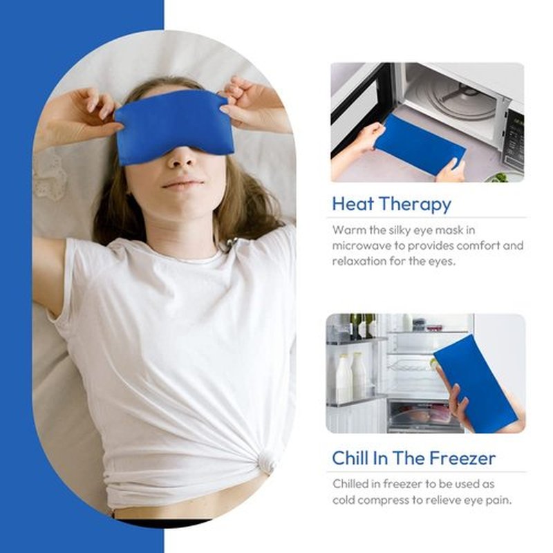 Lavender Eye Pillows for Relaxation, Yoga Eye Pillow for Meditation, Microwavable Weighted Eye Pillow for Yoga, Moist Heat & Cold Eye Compress with Aromatherapy (Blue)