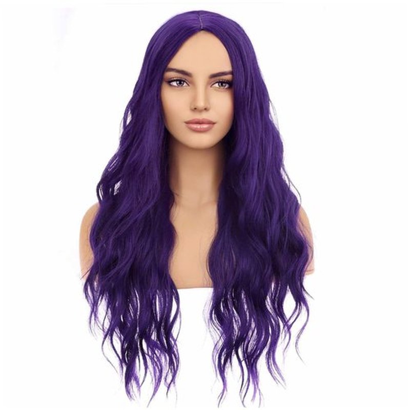 BERON Purple Wig Long Curly Wig Dark Purple Wig Long Wavy Wig Purple Wigs for Women Synthetic Wig for Daily Party