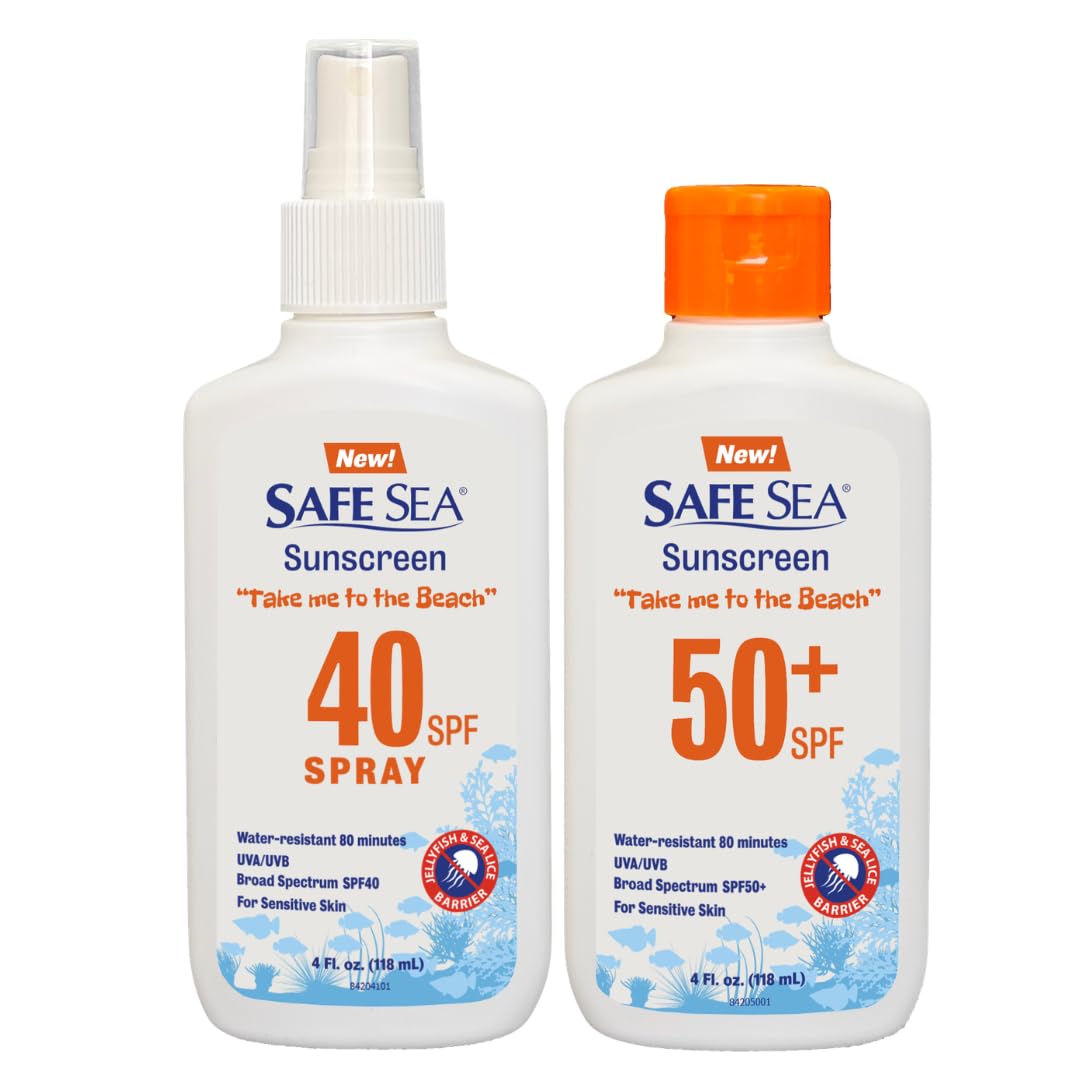 Safe Sea Anti-Jellyfish Sting Protective Lotion - Sunscreen - Sunblock - Sea Lice - Jelly Fish - 50SPF Adults (SPF50 + SPF40)