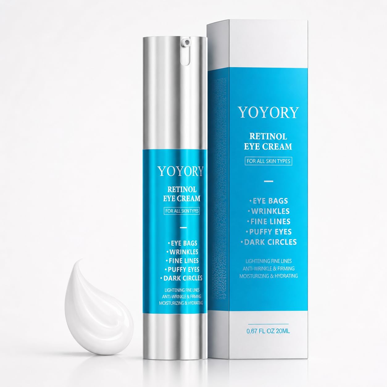 YOYORY Eye Cream, Hydrating Under Eye Cream for Eye Bags, Dark Circles, Fine Lines & Puffiness, Women & Men, 0.67 fl oz