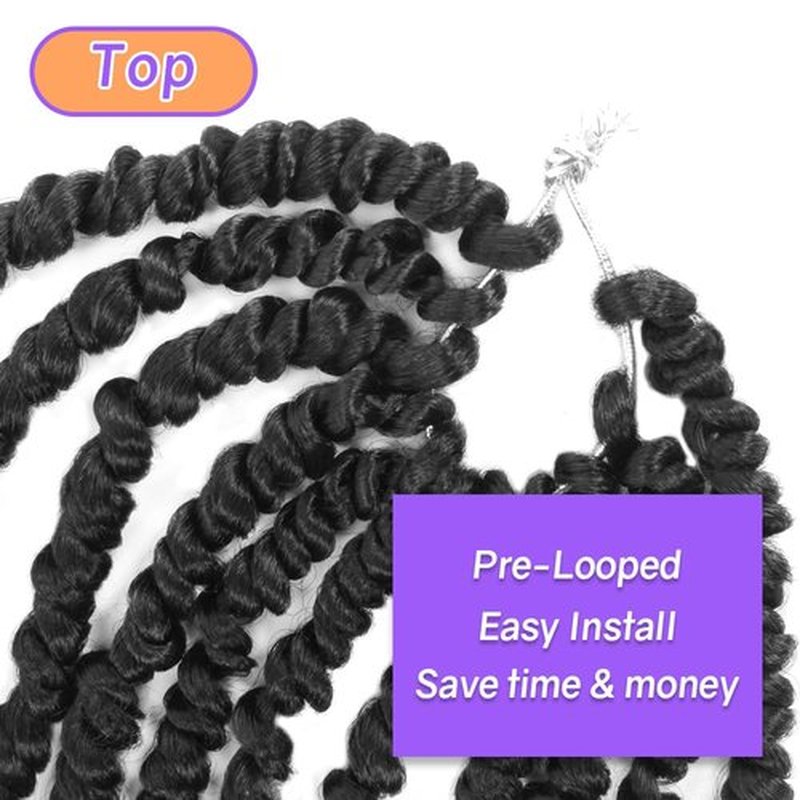 LOCSBYHAND 30 Inch Long Pre-looped/twisted Passion Twist Crochet Hair 4 Packs for Mixed-color Using (4 Packs,1B/Natural Black)