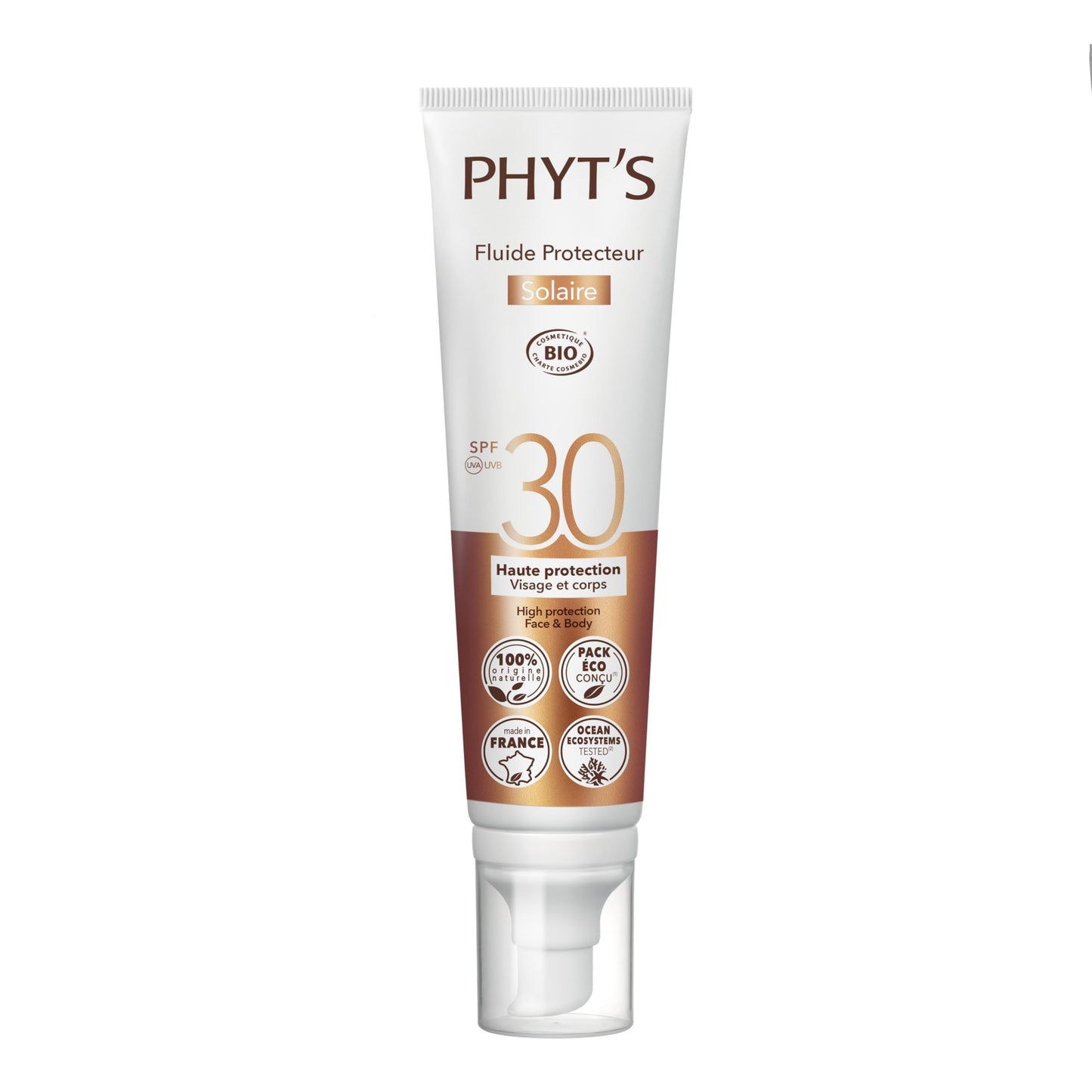 Phyts Sun Protective Fluid SPF 30 - Mineral Sunscreen for Face with Vitamin E and Shea Butter - Coconut Vanilla Scent - Non-Sticky Texture - 3.3 oz
