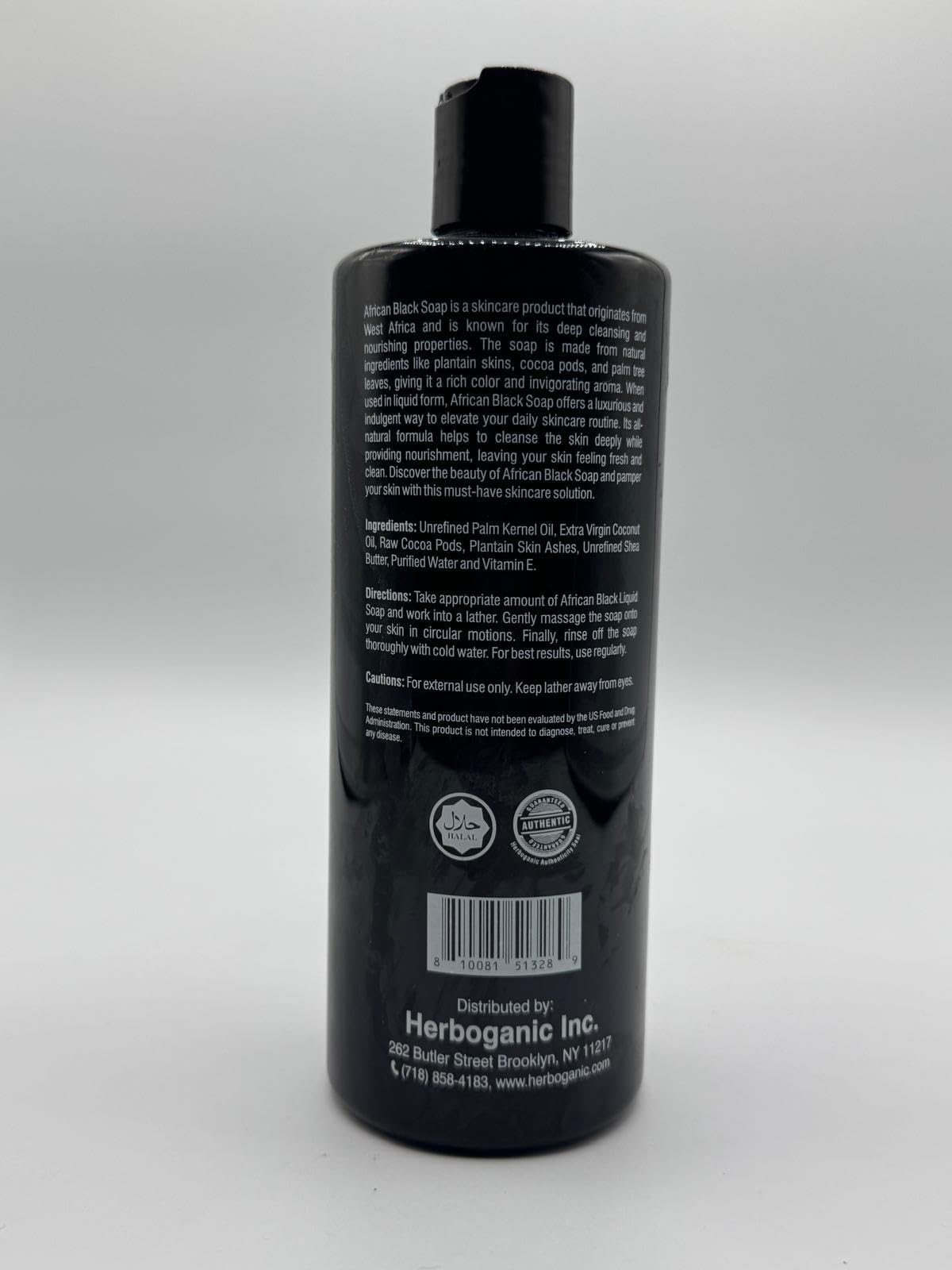 HERBOGANIC African Black Soap Liquid, Natural Liquid Soap From Ghana, Face & Body Wash Supports Moisturizing,Dry Skin, Scars and Dark Spots (16.9 fl oz)
