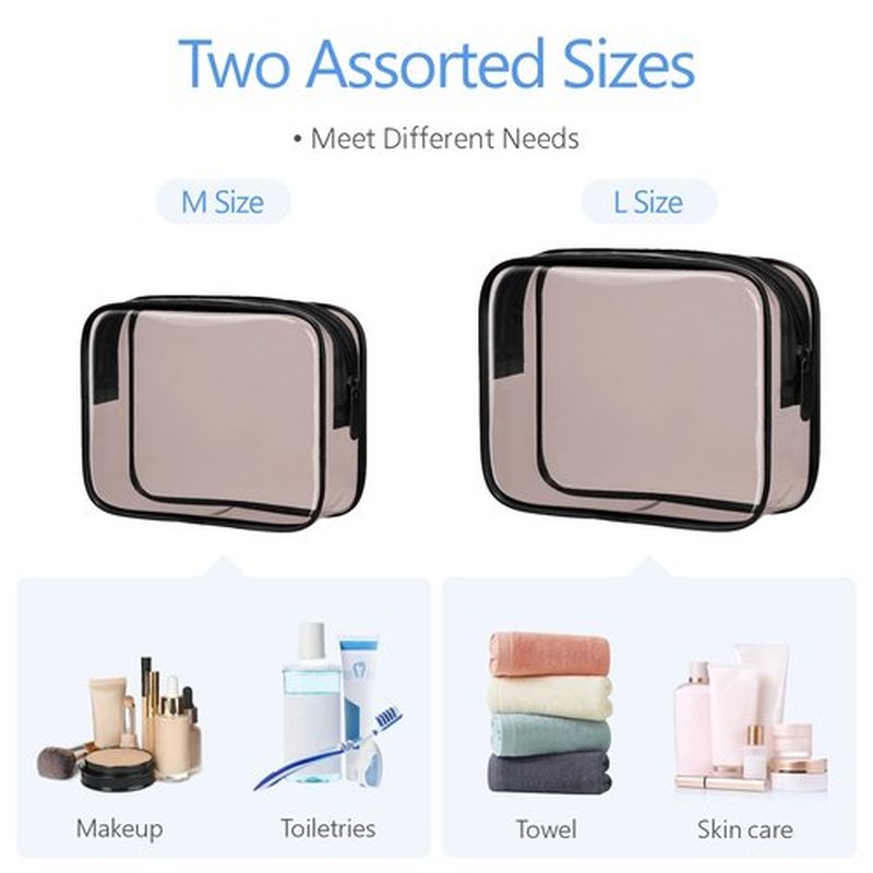 PACKISM Clear Makeup Bags - Well-made Clear Toiletry Bags for Traveling, Water-resistant Tsa Approved Toiletry Bag with Zipper Holds Small Items for Organization Fit Travel Essentials, Black Brown