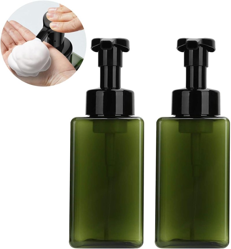 Foaming Soap Dispenser Set - Refillable 17 oz Pump Bottles for Bathroom & Kitchen | Green