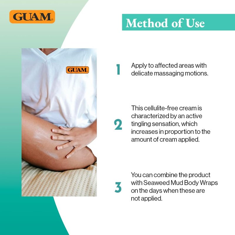 GUAM Fangocrema Anti-Cellulite Cream - Seaweed & Tourmaline FIR for Skin Tightening | 10.5 Oz Hot Gel with Caffeine for Firming & Contouring