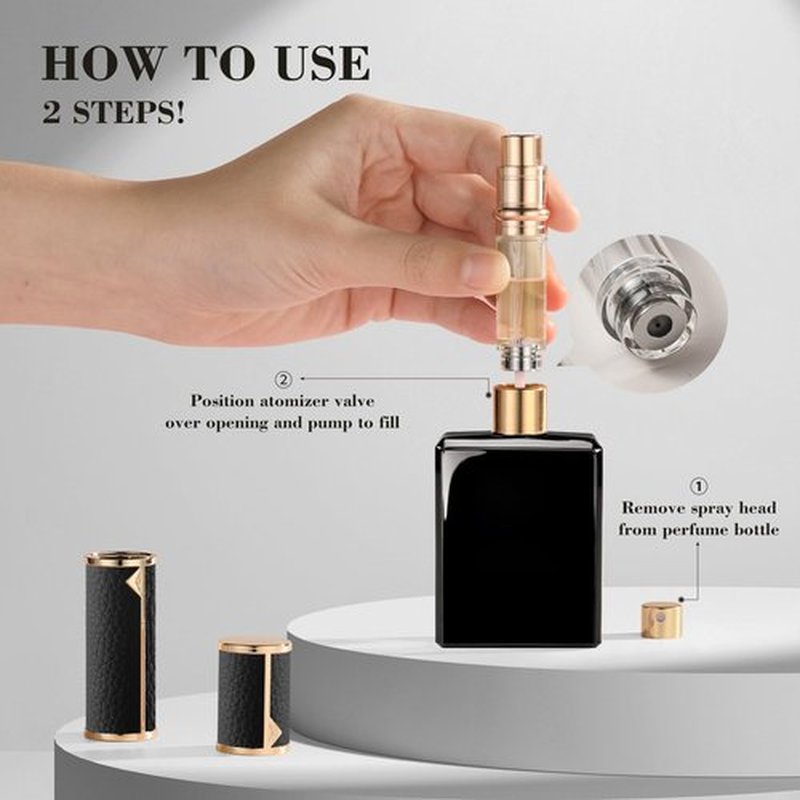 Kuangre Perfume Travel Refillable Bottle, Tsa Approved 5ml Perfume Atomizer Bottle, Portable Size Sprayer Bottle Luxurious Pocket Perfume Dispenser Pump Transfer Tool for Women Men Travel Accessories.