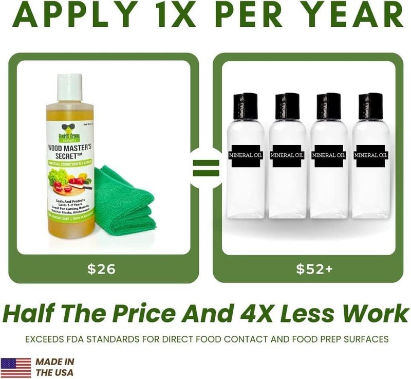 Non-Toxic Cutting Board Oil - Food Safe Conditioner & Sealer | 8 Oz - Ideal for Butcher Blocks & Wood Counters