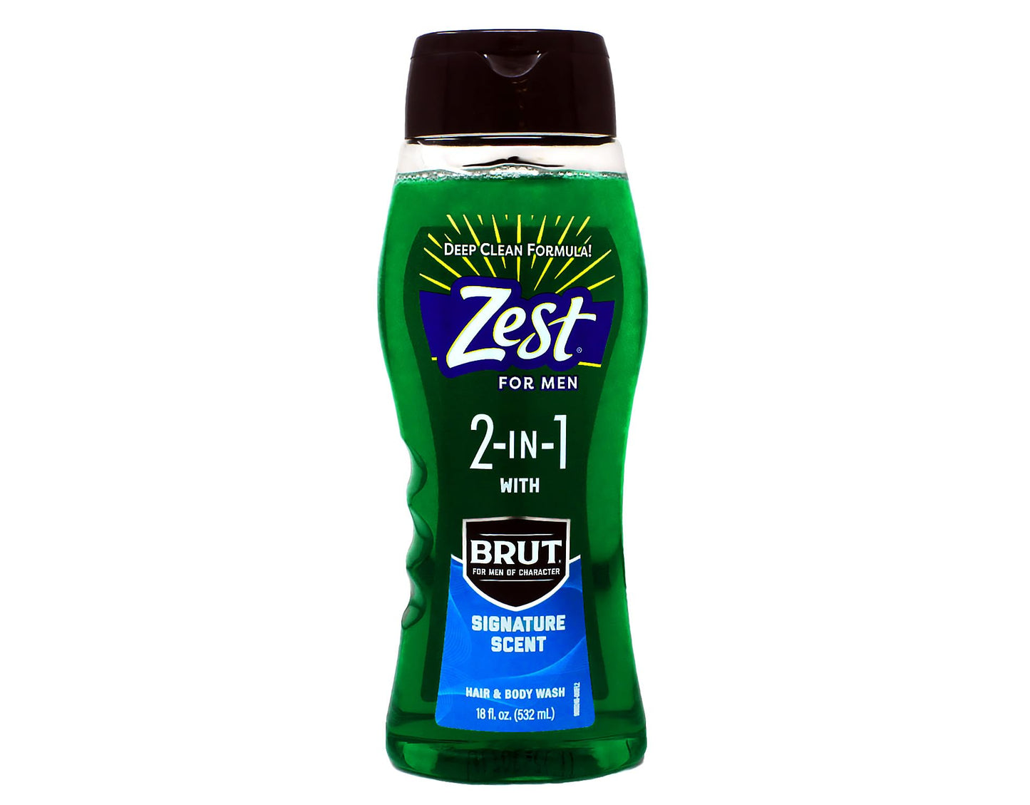 Zest 2-in-1 Hair & Body Wash for Men with BRUT Signature Scent, Deep Clean Formula, 18 fl oz (Pack of 6)