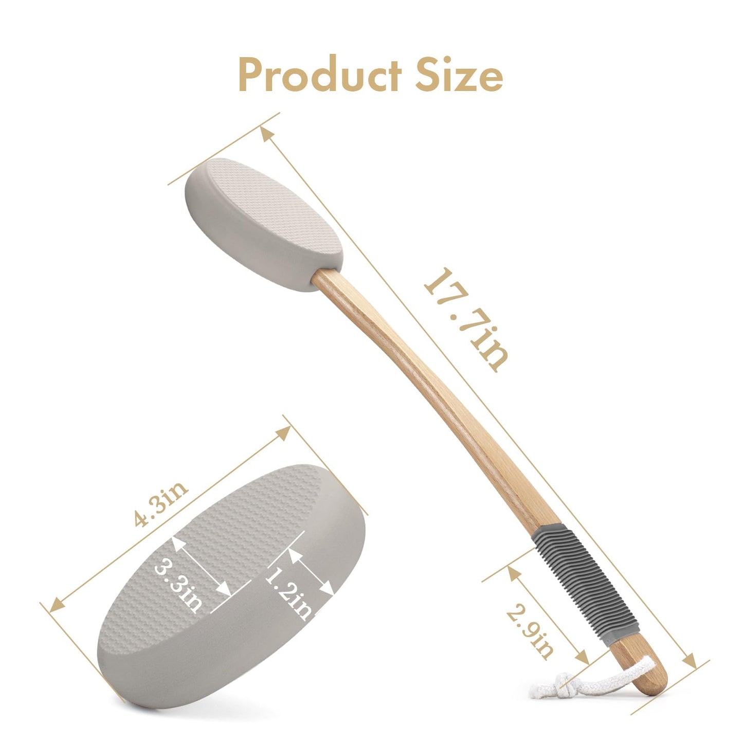 AmazerBath Lotion Applicator for Back, Feet, 4 Replaceable Pads with Long Handle, Back Sunscreen Applicator for Elderly, Women, Apply Cream Medicine Skin Cream Moisturizer Sunscreen Tanner, Gray
