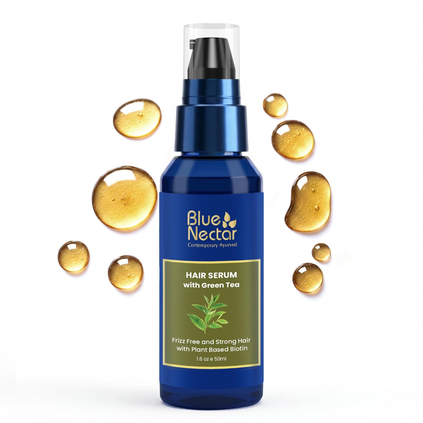 Blue Nectar Anti-Frizz Plant-Based Biotin Serum for Stronger, Frizz-Free Hair for Women & Men (12 Herbs, 1.6 Fl oz)