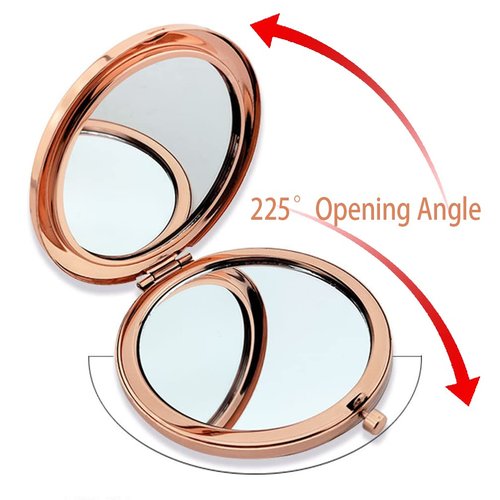 oaiqiy Oaiqiy Compact Mirror 2 Pieces, Handheld 2.75 Inch Travel Makeup Mirror, 1X/2X Magnifying Round Pocket Makeup Mirror(Rose Rose Gold Pack