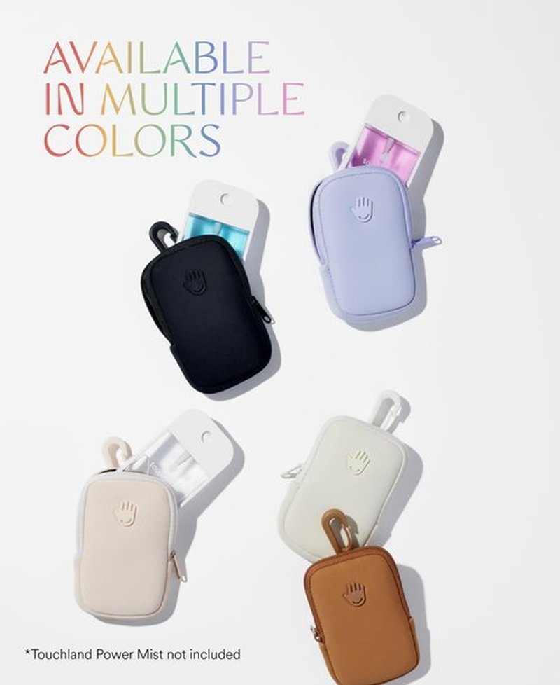 Touchland Touchette Zippered Pouch, Attachable Fashion Accessory with Snap Hook for Power Mist and Glow Mist 1FL OZ, Lilac
