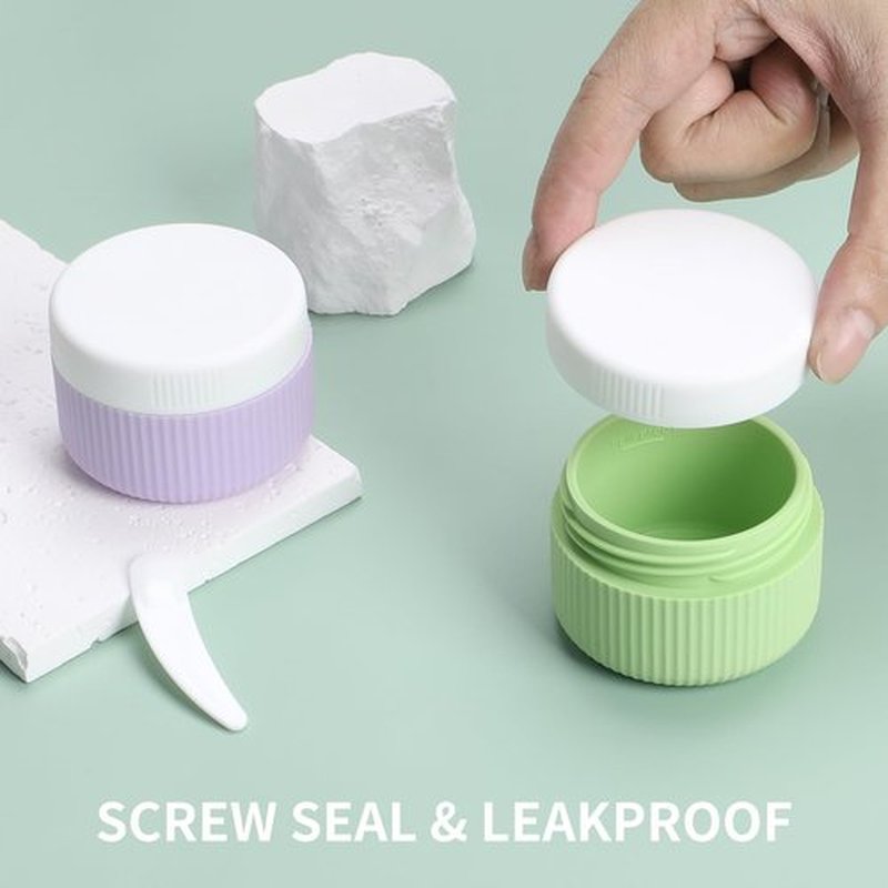 ME.FAN Travel Containers for Toiletries, TSA Approved 1.5 oz Silicone Cream Jars, Leak-proof Travel Size Containers, Travel Accessories with Lid for Cosmetic Face Hand 4 Pack White Lid - Bright
