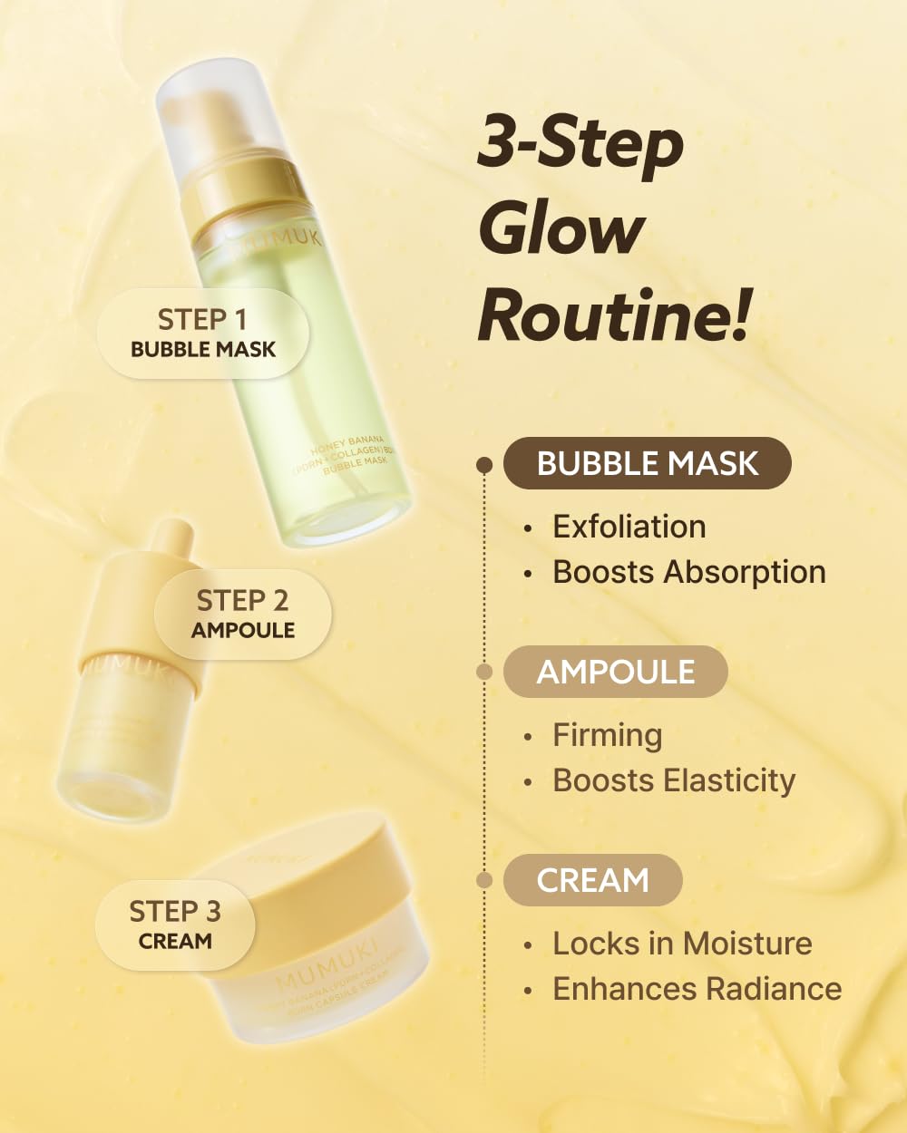 MUMUKI Honey Banana BDRN Bubble Mask | Hydrating & Exfoliating Skin Booster Toner with Plant PDRN, Panthenol & Hyaluronic Acid | Korean Skincare, 5.07 fl oz