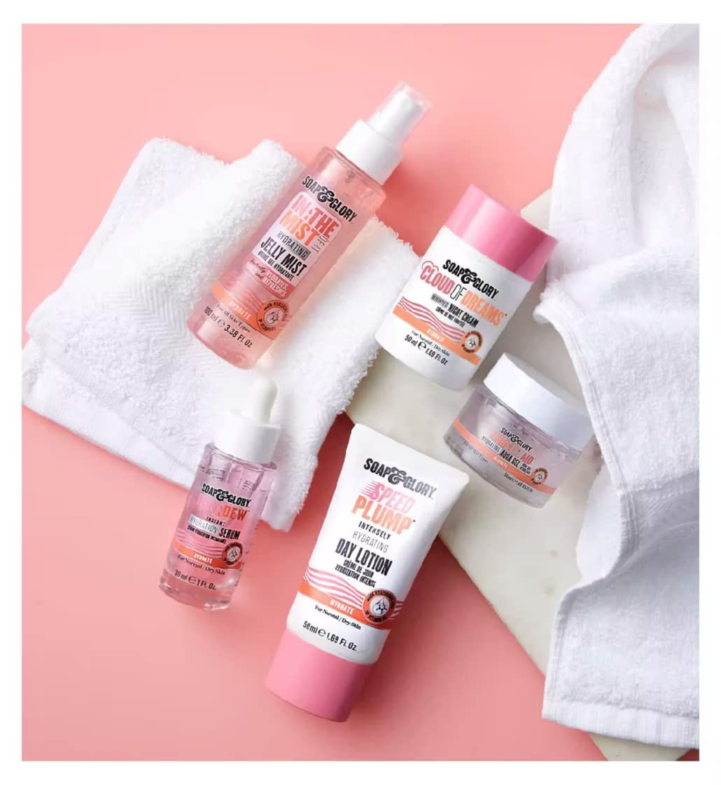 Soap & Glory Daily Dew Instant Hydrating Face Serum - Thirst Quenching Vitamin B5, Rosewater + Hyaluronic Acid Serum - Lightweight, Fast Absorbing Vegan Moisturizing Treatment (30ml)