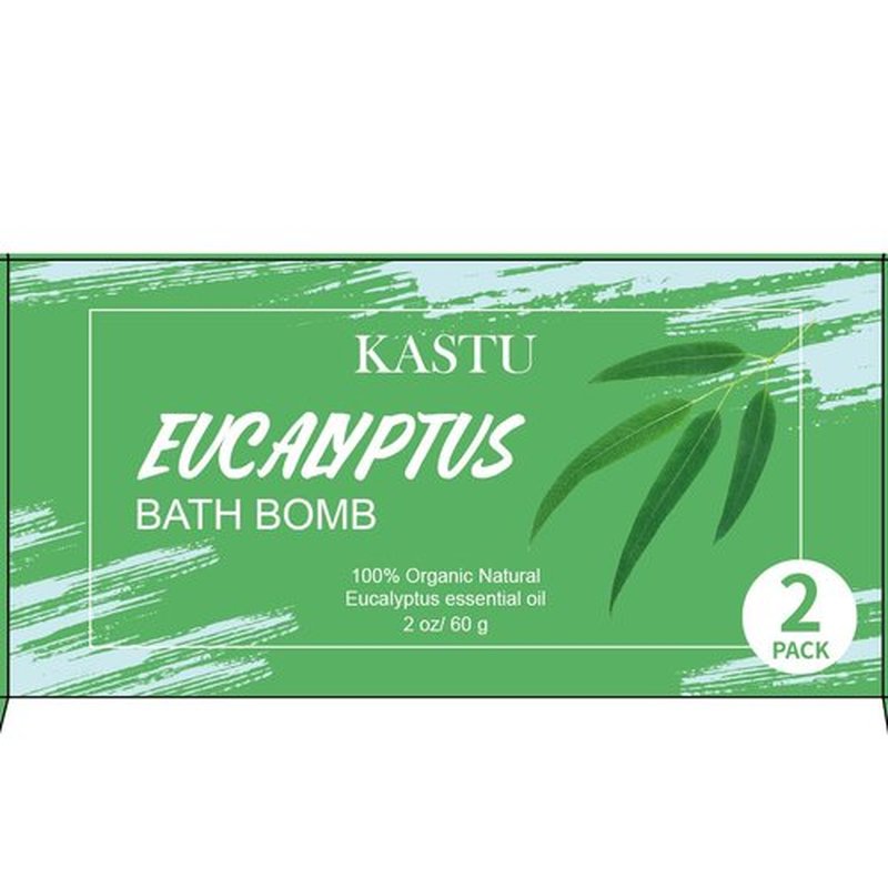 KASTU Bath Bombs Salt Balls,Eucalyptus Extract Essential Oils,Moisturizing Dry Skin,Fizzy Spa,Relaxation,Bubble Bath Bomb Gifts Idea for Men Women,2PCS