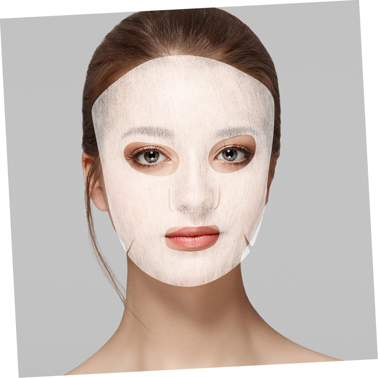 Beaupretty 100Pcs Diy Facial Mask Sheets Soft Breathable Facial Gauze for Home Spa Skincare Moisturizing Sheet Masks with Precut Eye Nose Mouth Openings